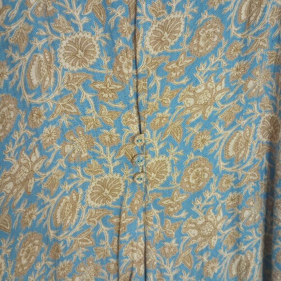 Soft Surroundings Blue & Tan Floral Botanical Print Ruffle Top - Picture 7 of 7